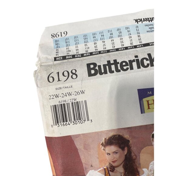Butterick 6198 Renaissance Wench Sewing Pattern 22W-26W Making Costume UNCUT - Picture 2 of 7